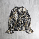 botanical sheer frill wrinkle shirt