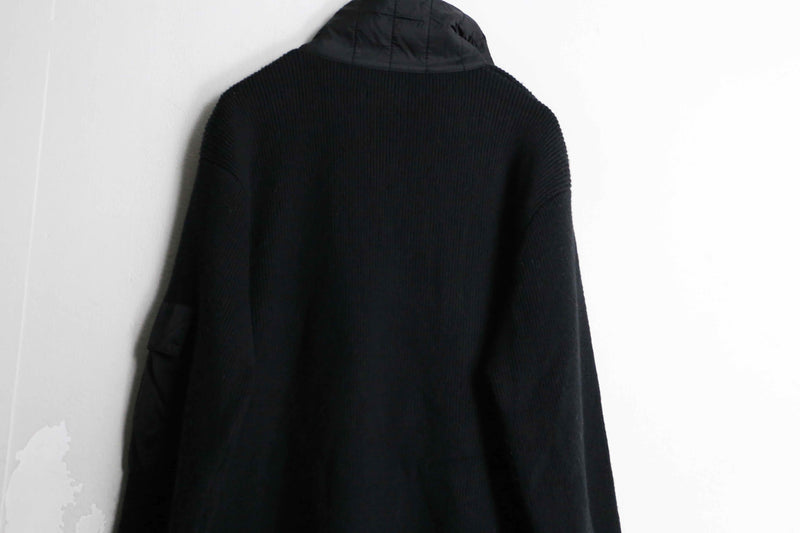 material switch high neck zip knit jacket