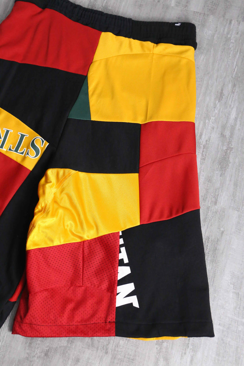 "Re:make" sweat×track three-quarter 袴 shorts