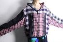"Re:make" patchwork check shirt hoodie