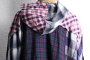 "Re:make" patchwork check shirt hoodie