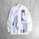 ''Re:make''patchwork design stripe shirt