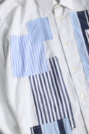 ''Re:make''patchwork design stripe shirt