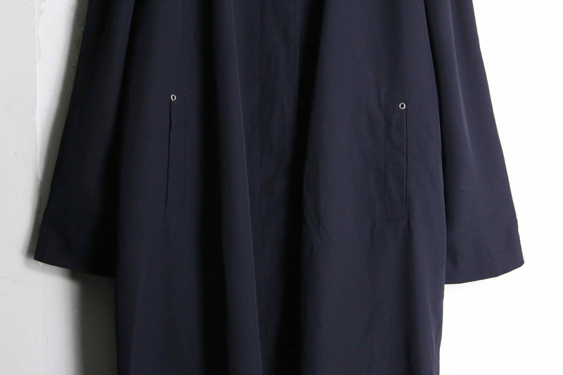 deep navy color balmacaan poly long coat