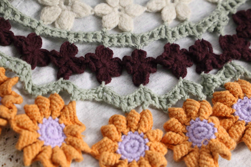 "Re:make" crochet knit & lace flower design docking Tee