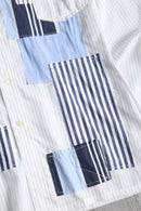 ''Re:make''patchwork design stripe shirt