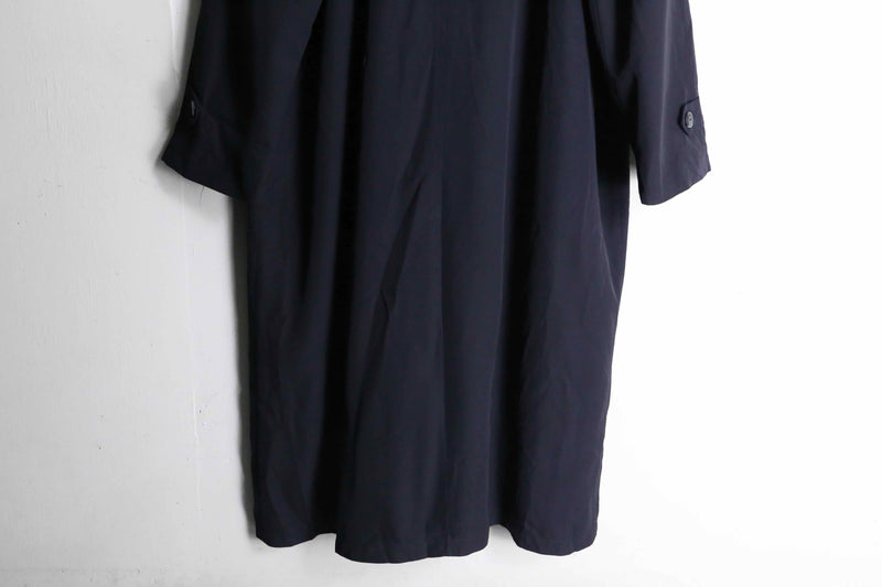 deep navy color balmacaan poly long coat