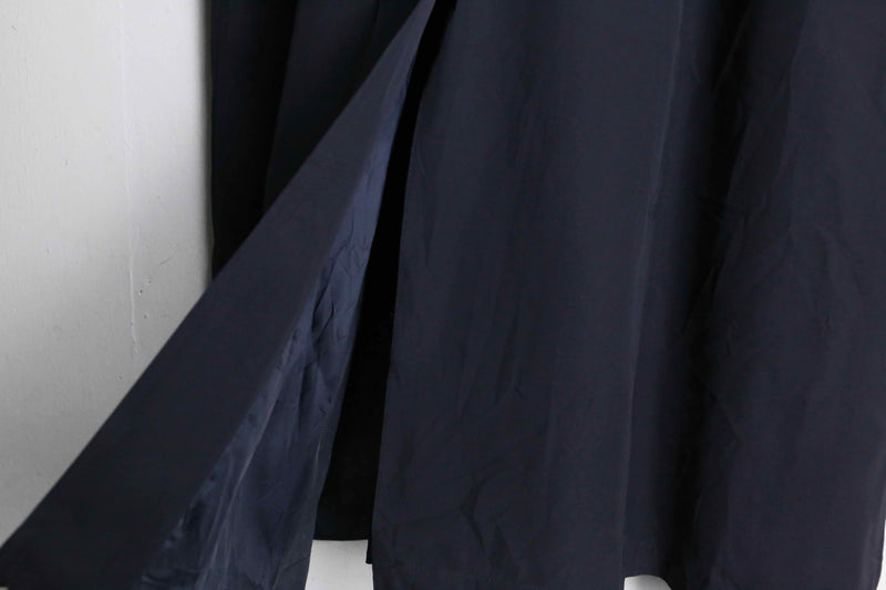 deep navy color balmacaan poly long coat