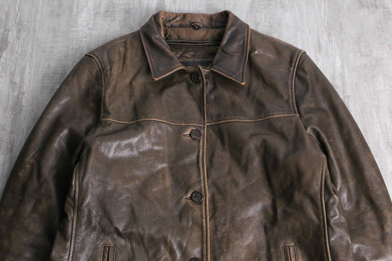 classic brown leather coat jacket
