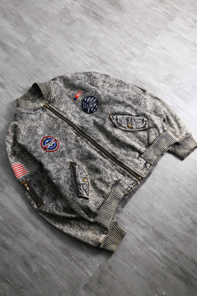 1990-00s chemical wash MA-1 type denim blouson