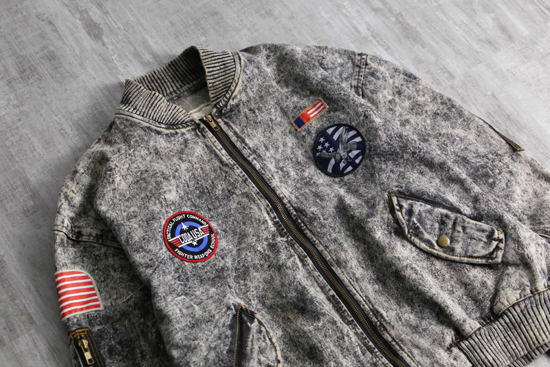1990-00s chemical wash MA-1 type denim blouson