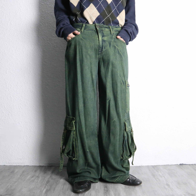 olive wide straight cargo pants