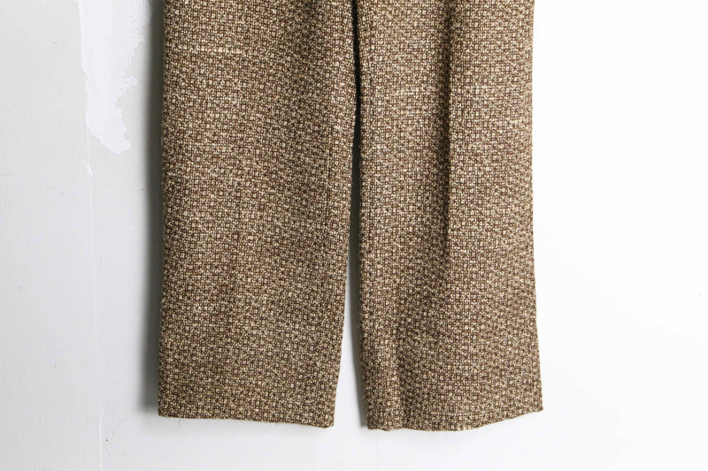 beige color melange fabric wide straight pants