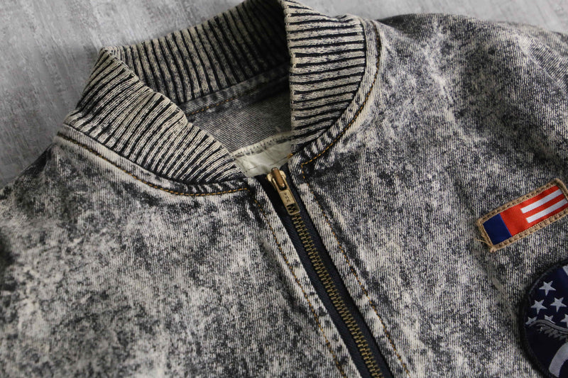 1990-00s chemical wash MA-1 type denim blouson