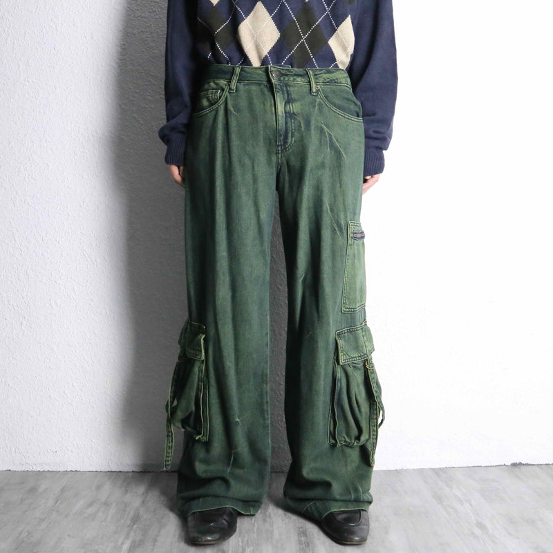olive wide straight cargo pants