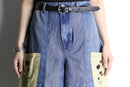 "Re:make" gingham pocket wide denim shorts