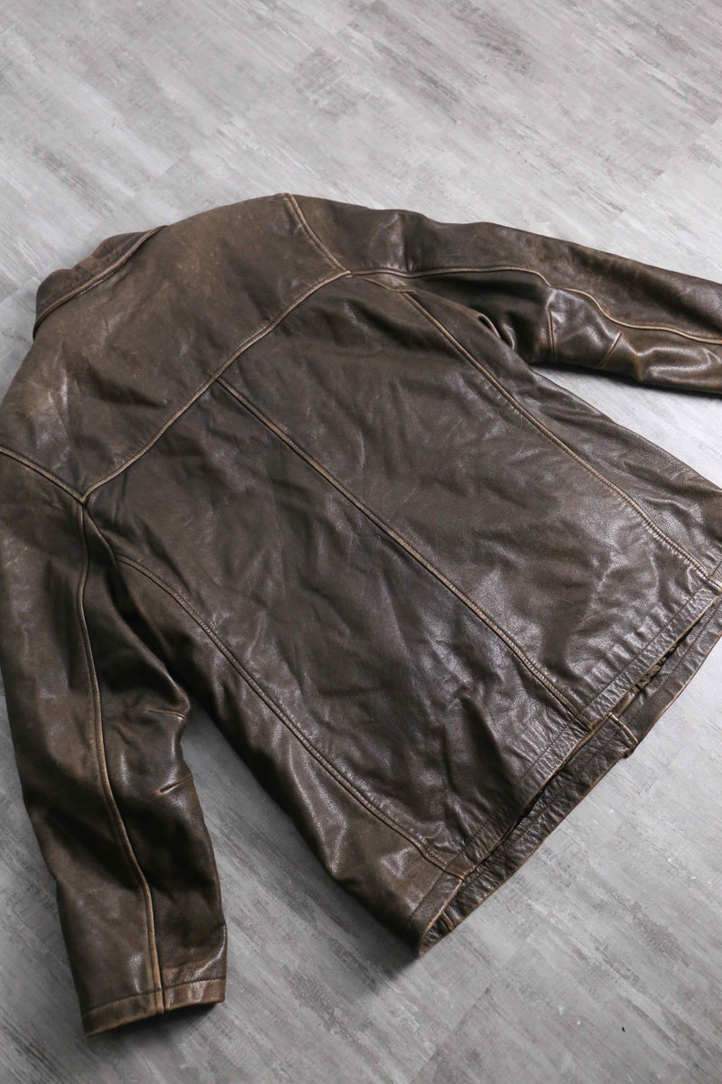 classic brown leather coat jacket