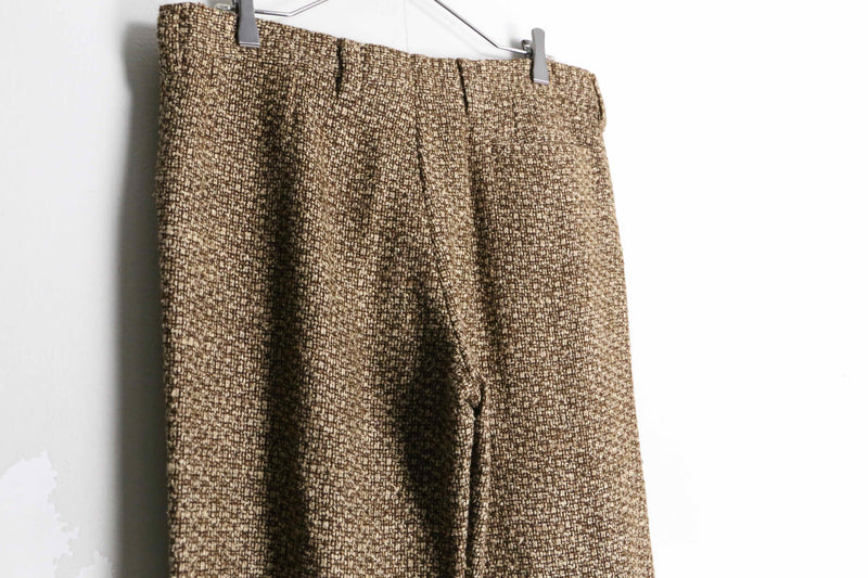 beige color melange fabric wide straight pants