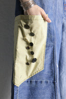 "Re:make" gingham pocket wide denim shorts