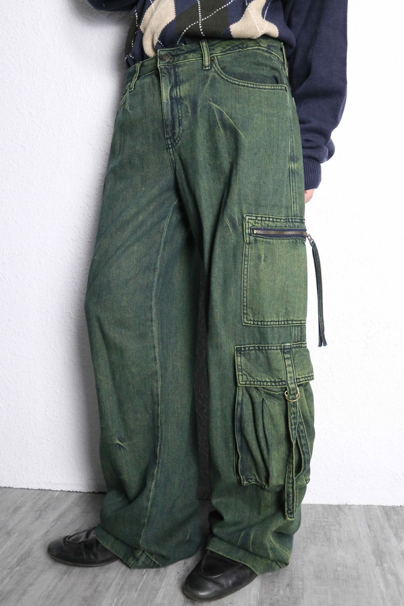 olive wide straight cargo pants