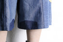 "Re:make" gingham pocket wide denim shorts