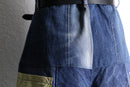 "Re:make" gingham pocket wide denim shorts