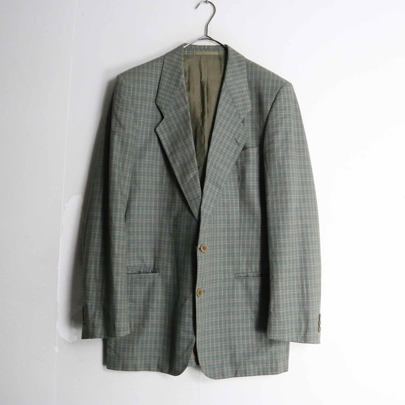 “HUGO BOSS” green check pattern 2B tailored jacket