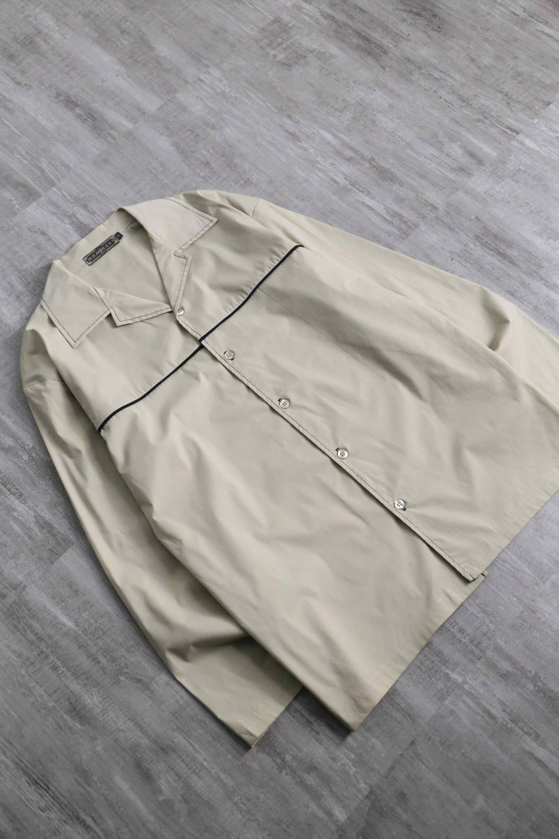 ivory centerline design open collar L/S shirt