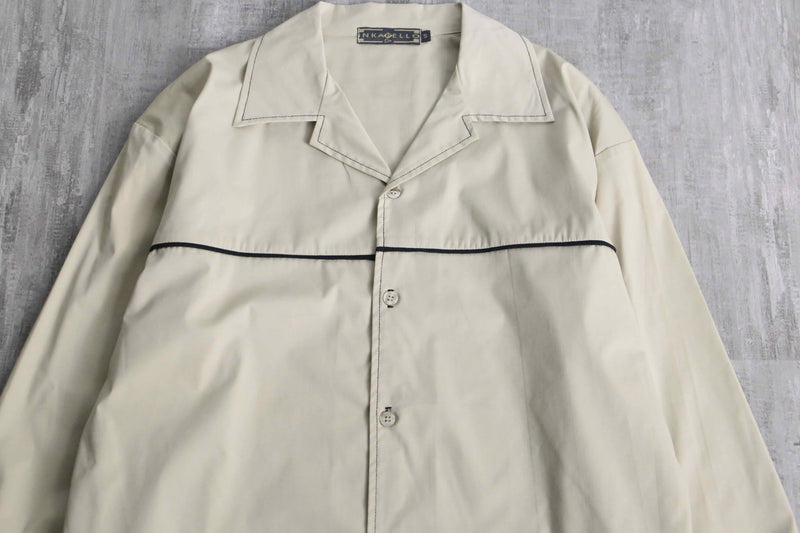 ivory centerline design open collar L/S shirt