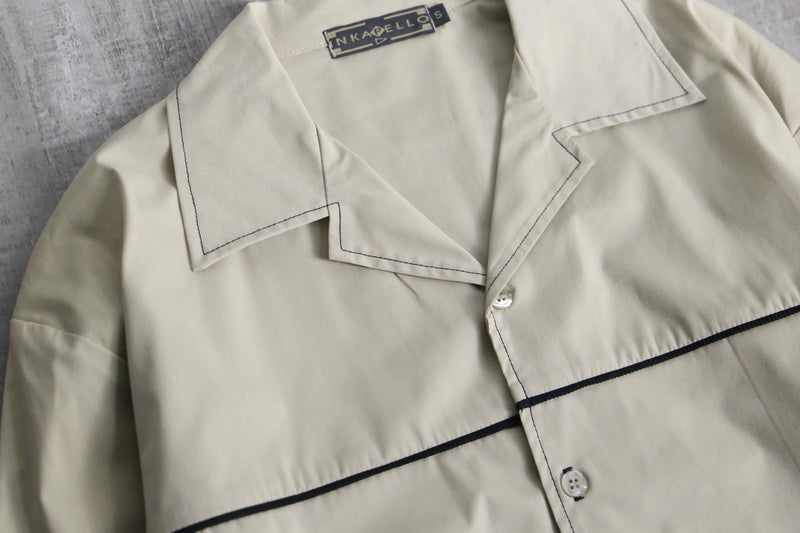 ivory centerline design open collar L/S shirt