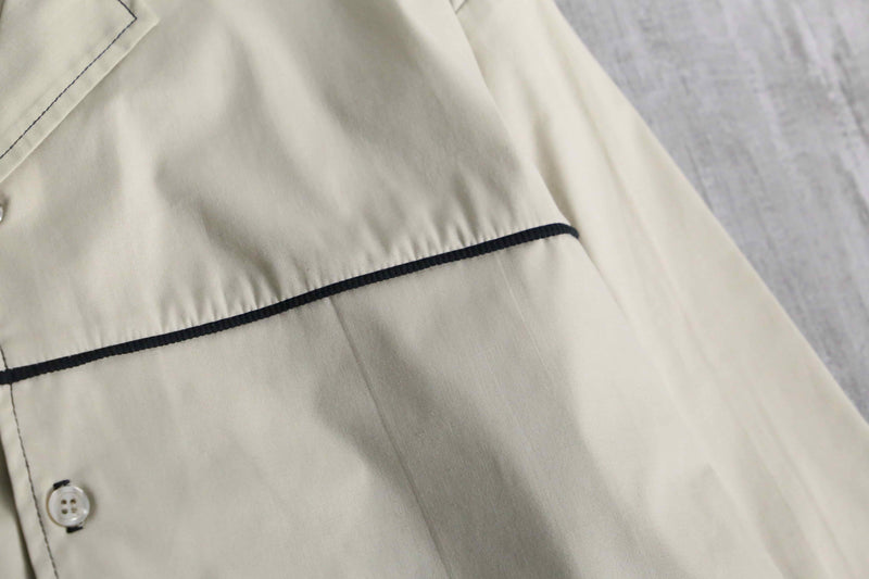 ivory centerline design open collar L/S shirt