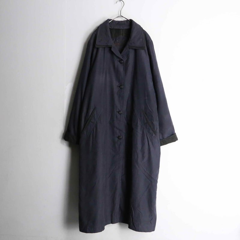 blackish purple layered design balmacaan long coat