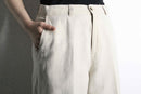 "DOCKERS" natural linen no-tuck wide tapered slacks