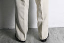 "DOCKERS" natural linen no-tuck wide tapered slacks