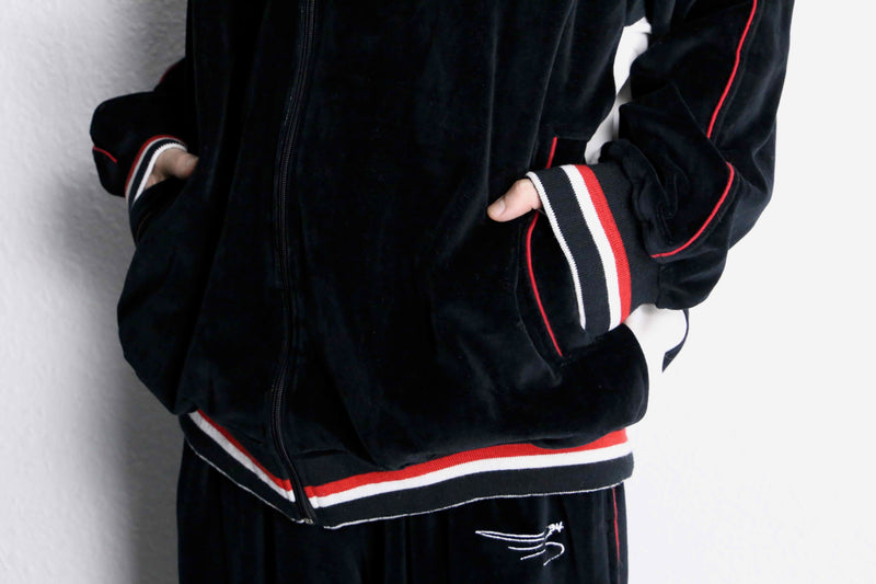 black velour track set-up