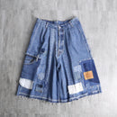 "Re:make" patchwork denim half pants
