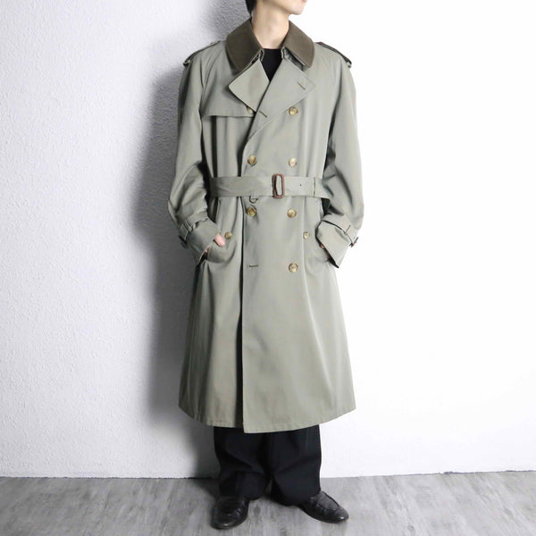 moss green long trench coat