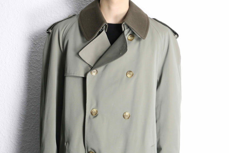 moss green long trench coat