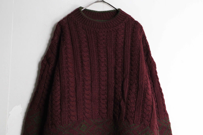 " Timberland" wine read line design wool knit