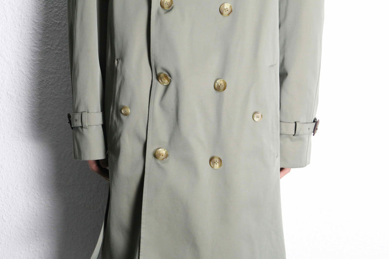 moss green long trench coat