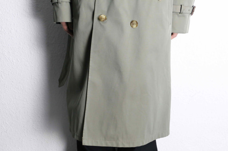 moss green long trench coat