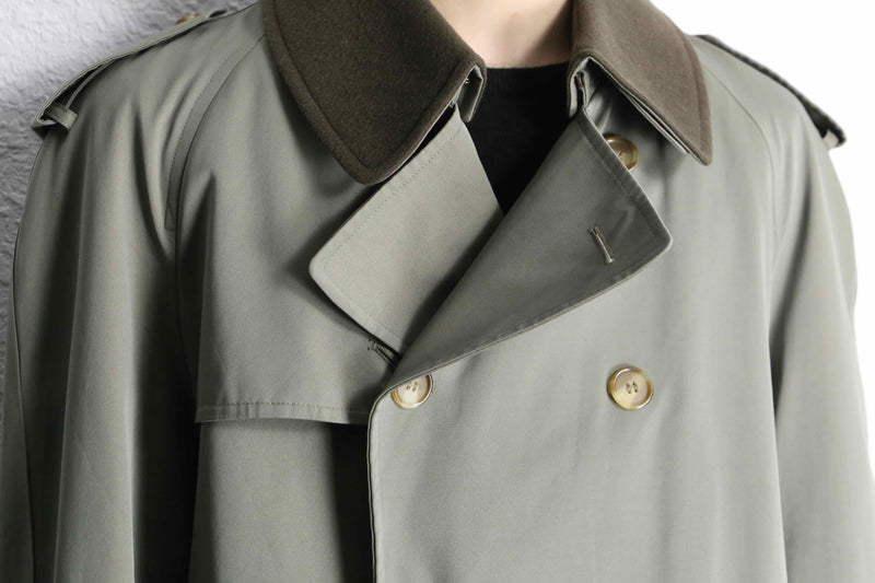 moss green long trench coat