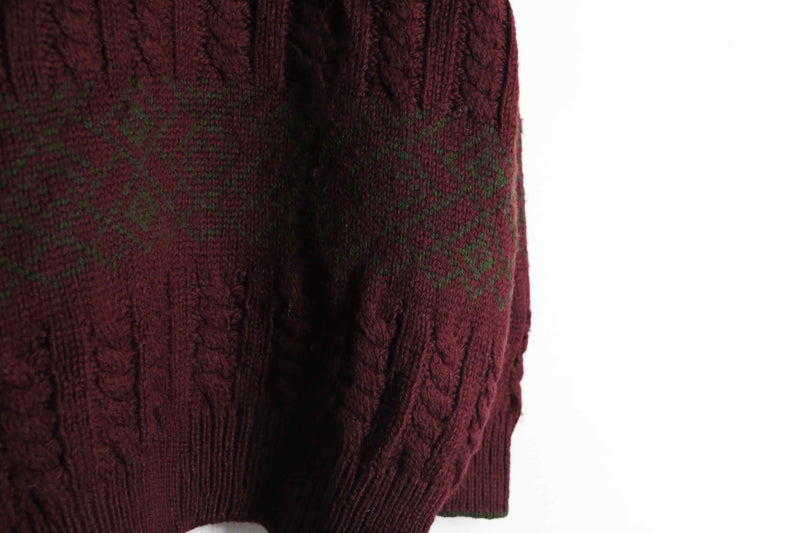 " Timberland" wine read line design wool knit