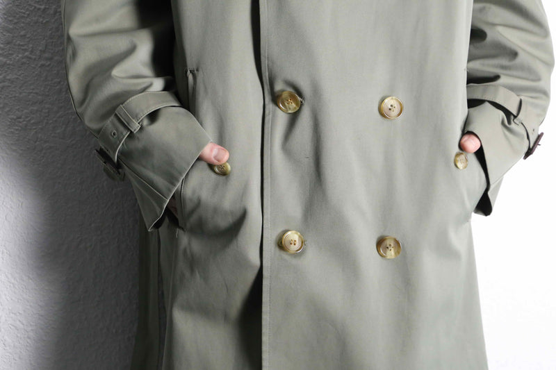 moss green long trench coat