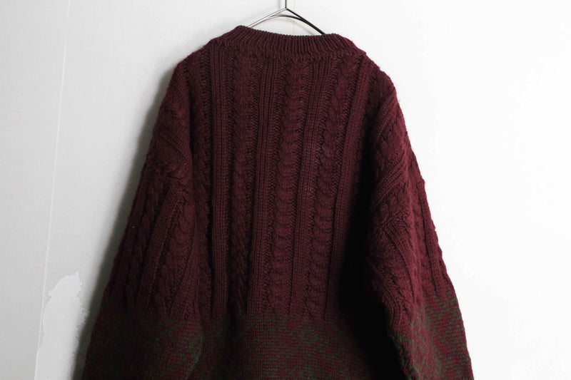 " Timberland" wine read line design wool knit