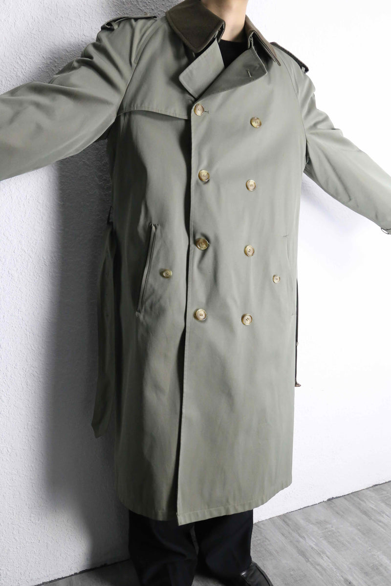 moss green long trench coat