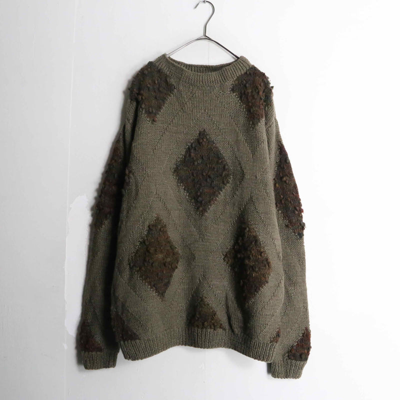 khaki green base argyle knit