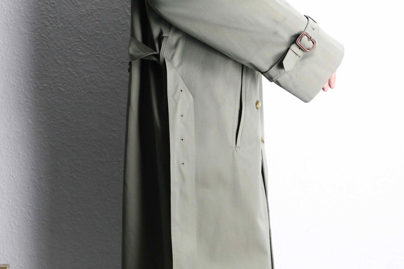 moss green long trench coat