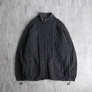 high neck wool zip-up knit