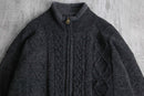 high neck wool zip-up knit